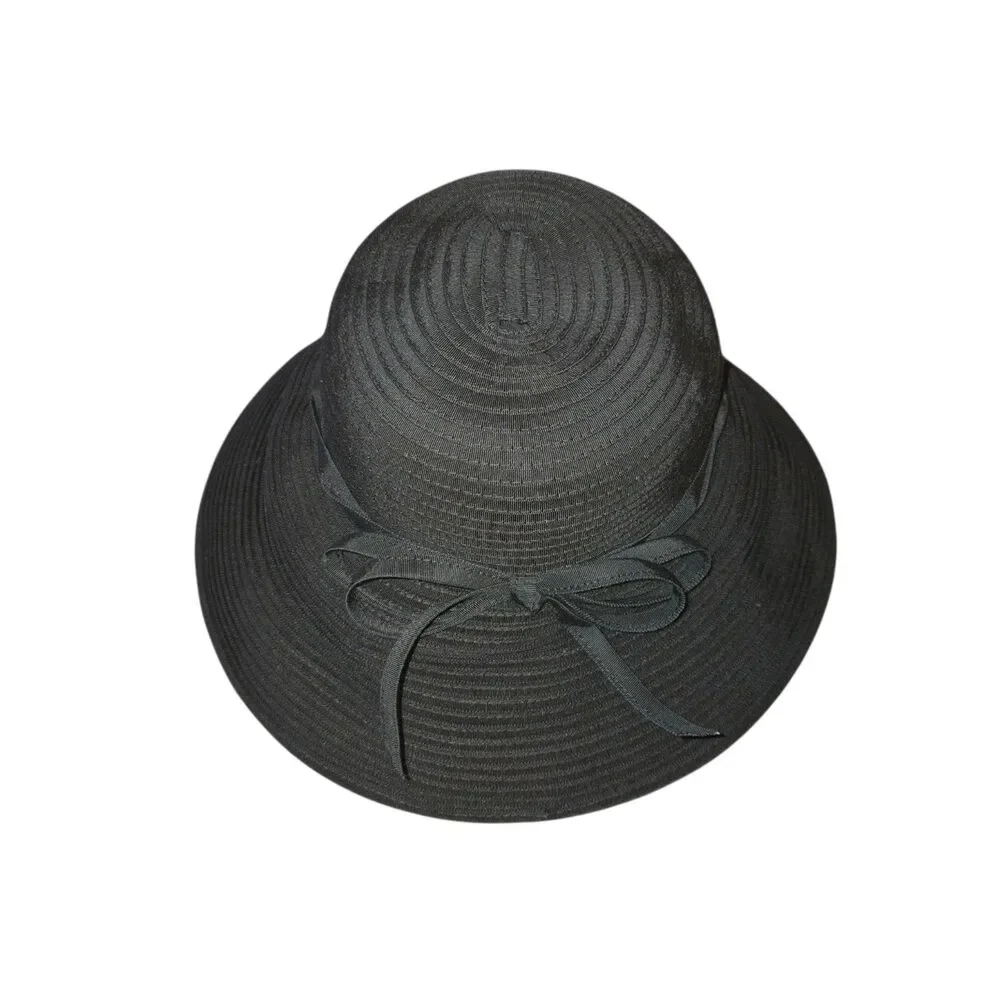 Eric Javits VTG Black Squishee Sun Hat Packable SPF 50+ Repells Water Twist Band - Picture 1 of 13